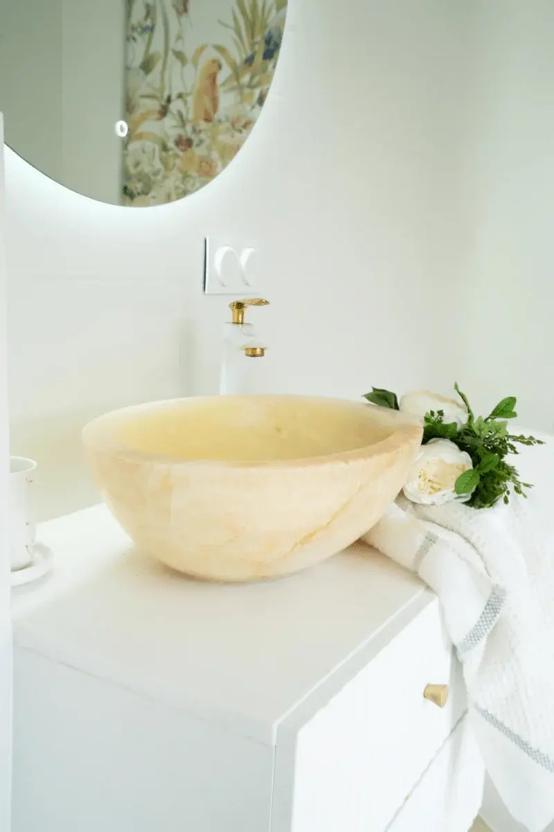 Bathroom in the Bridal Suite with freestanding bath and stone basin