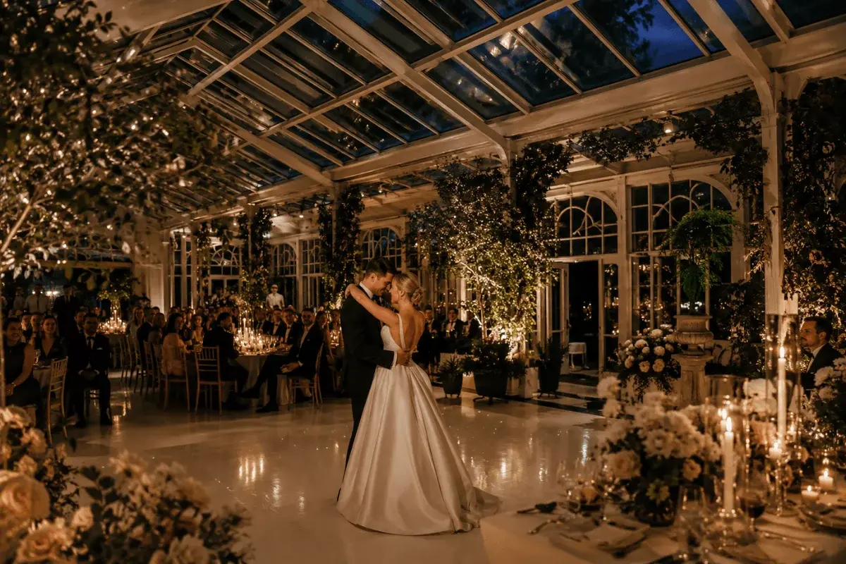 First dance in The Orangery beneath the glass ceiling