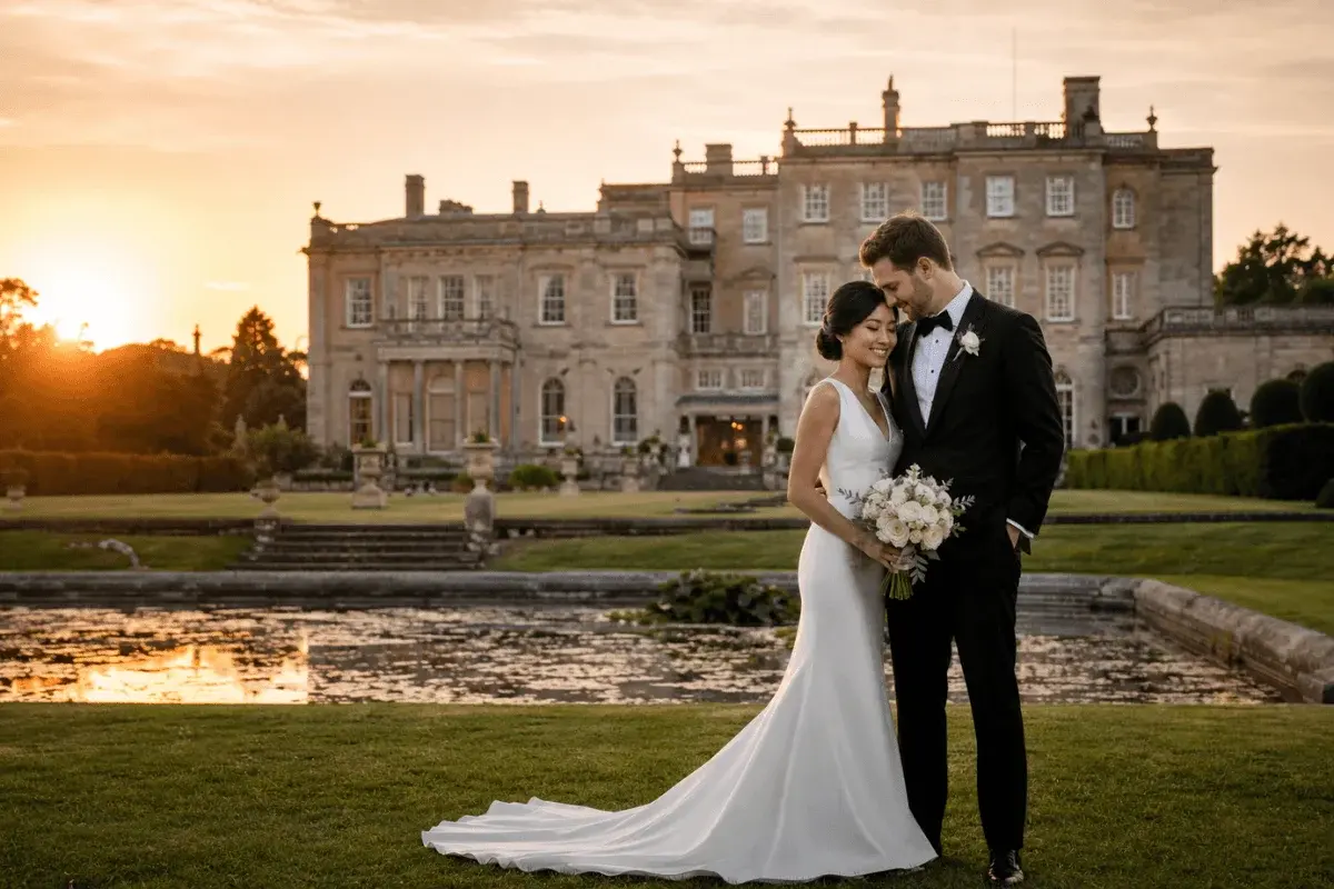 Sophie and Daniel dancing in The Orangery on a June evening
